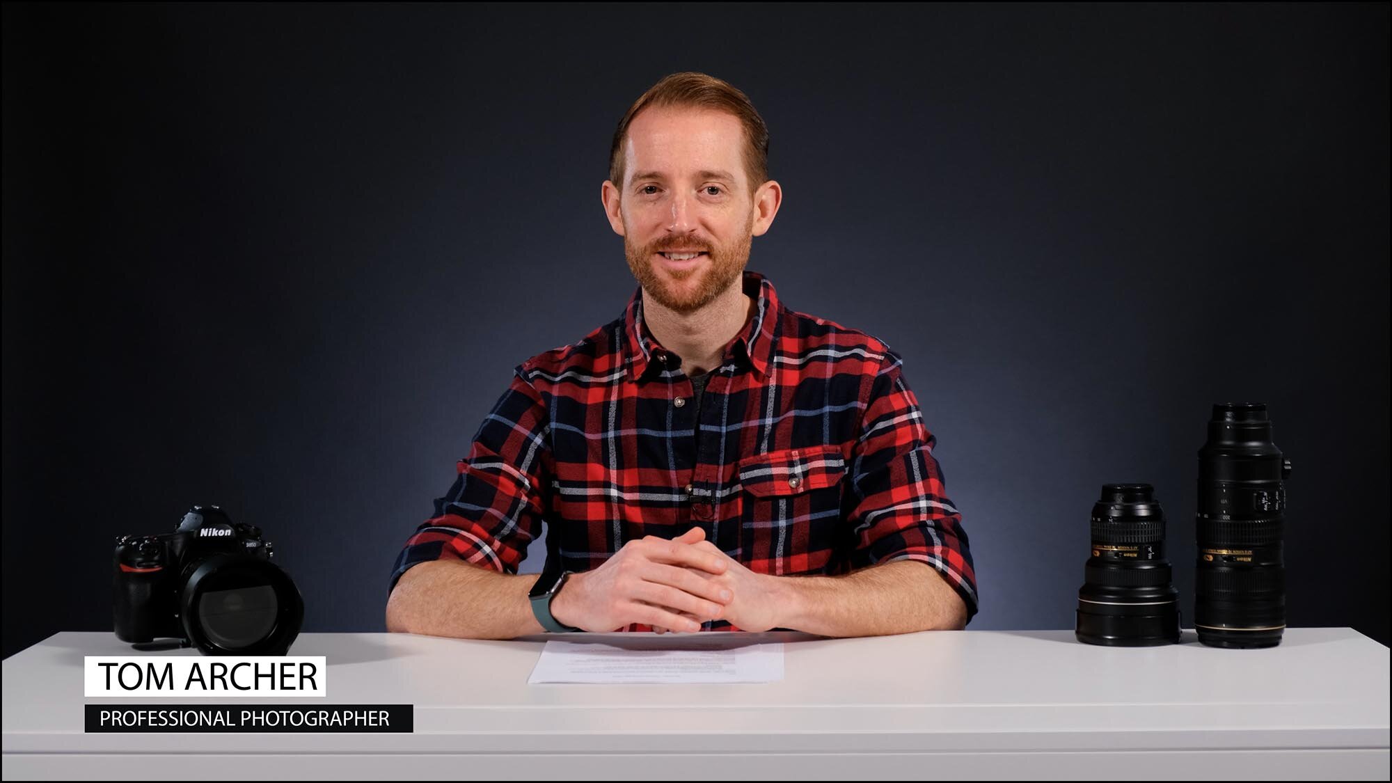Tom in front of screen introducing the Landscape Photography course