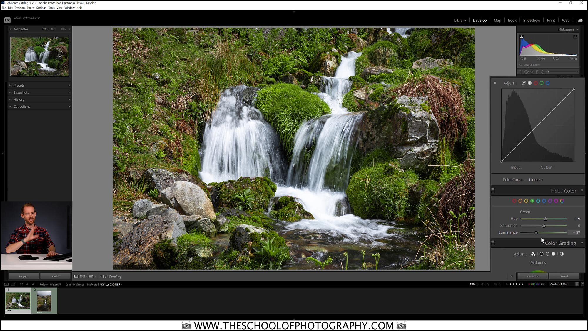 Waterfall edit in Lightroom