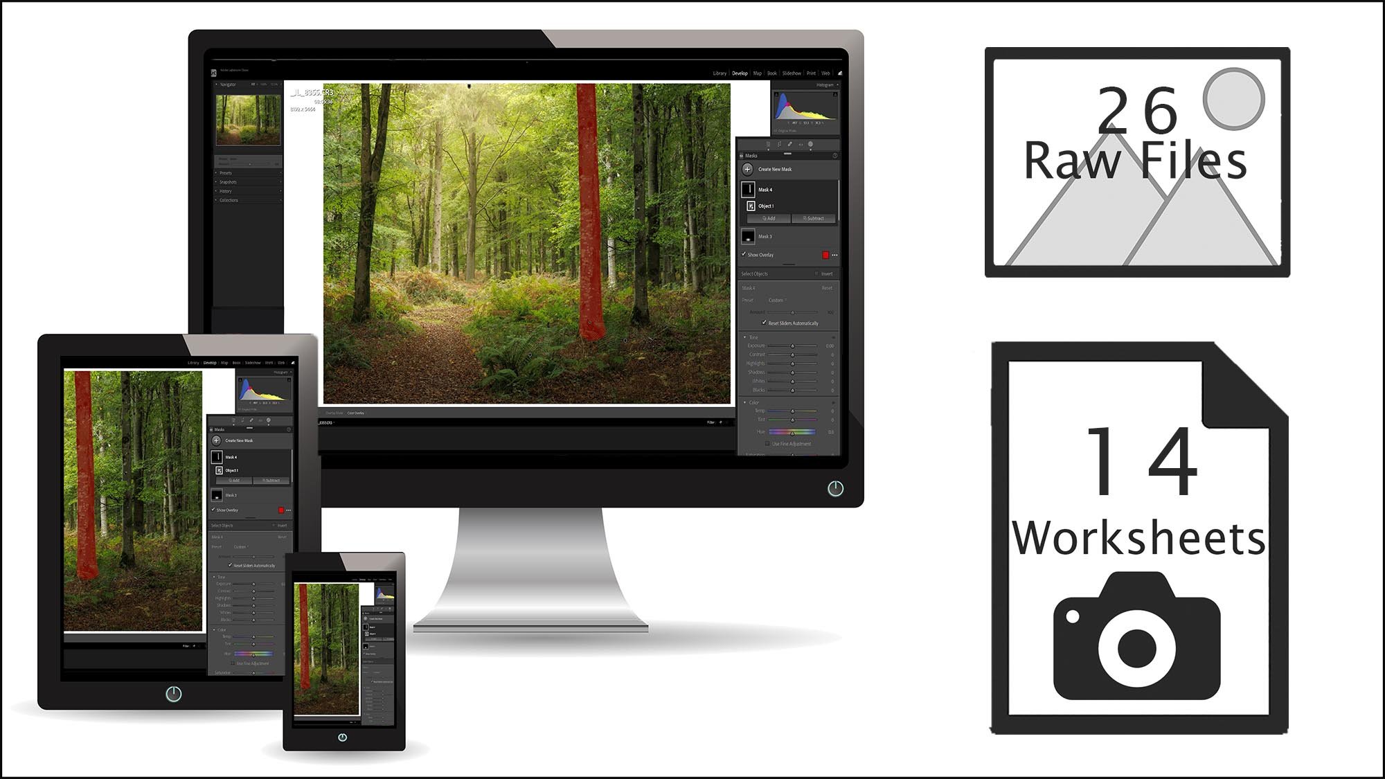 PC, Tablet, Phone graphic showing downloadable content for course