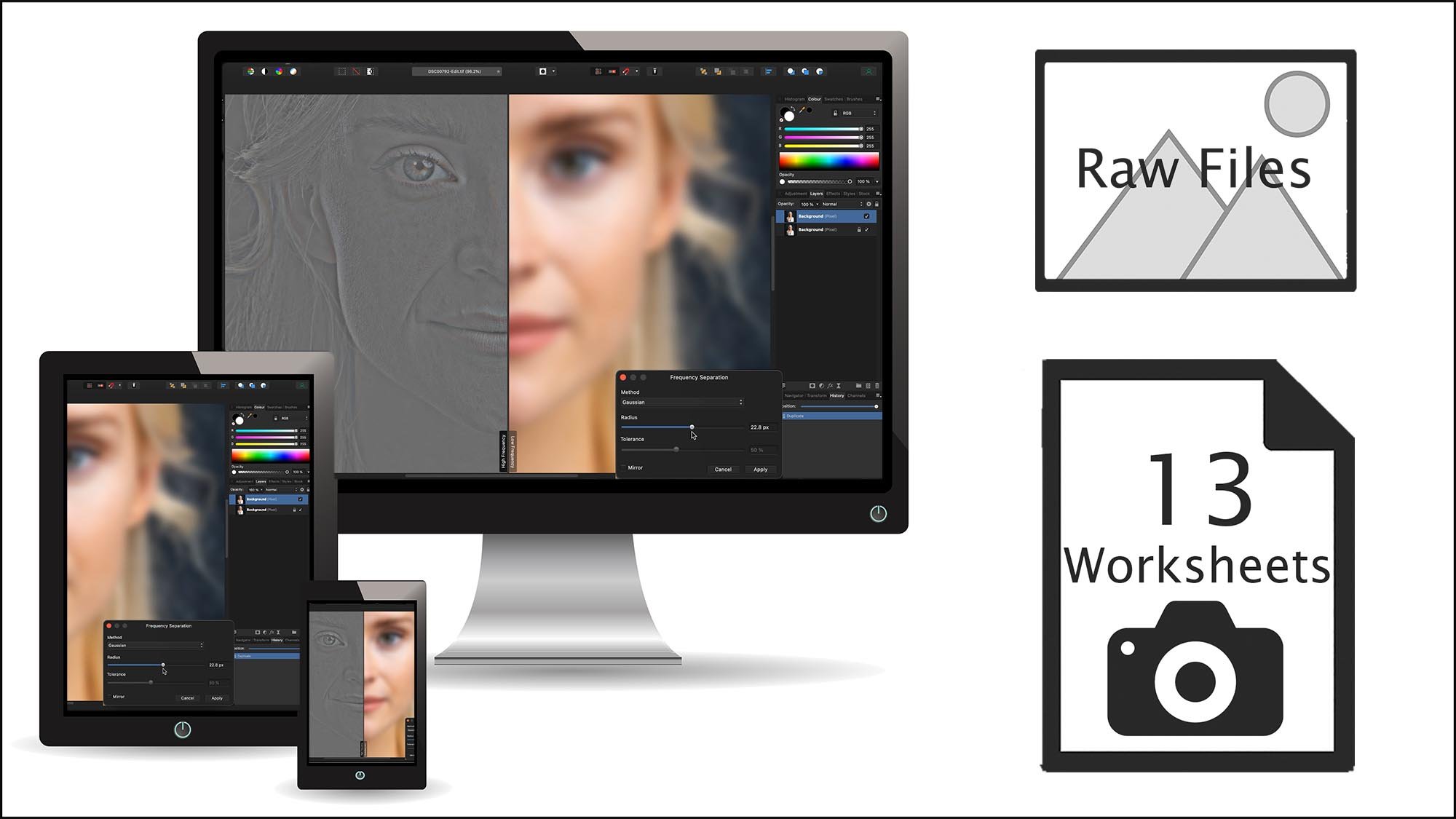 Computer and phone screens showing course content
