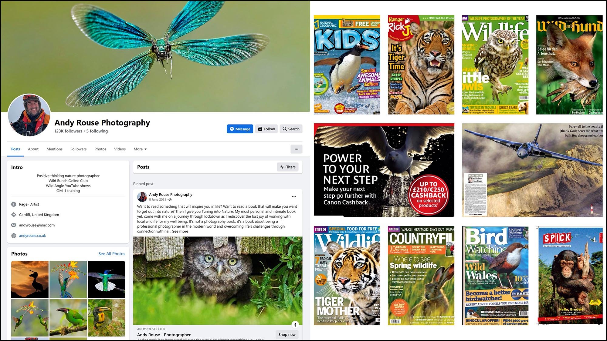 Facebook business profile and magazine covers