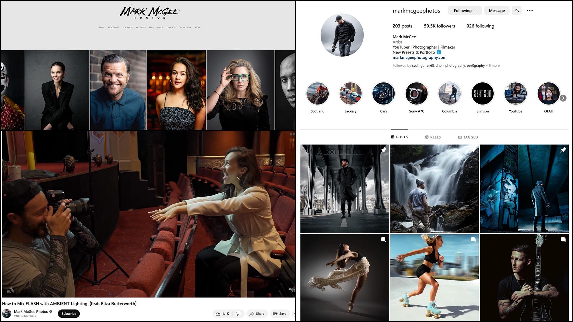 Screenshots from Mark McGee's socials and website