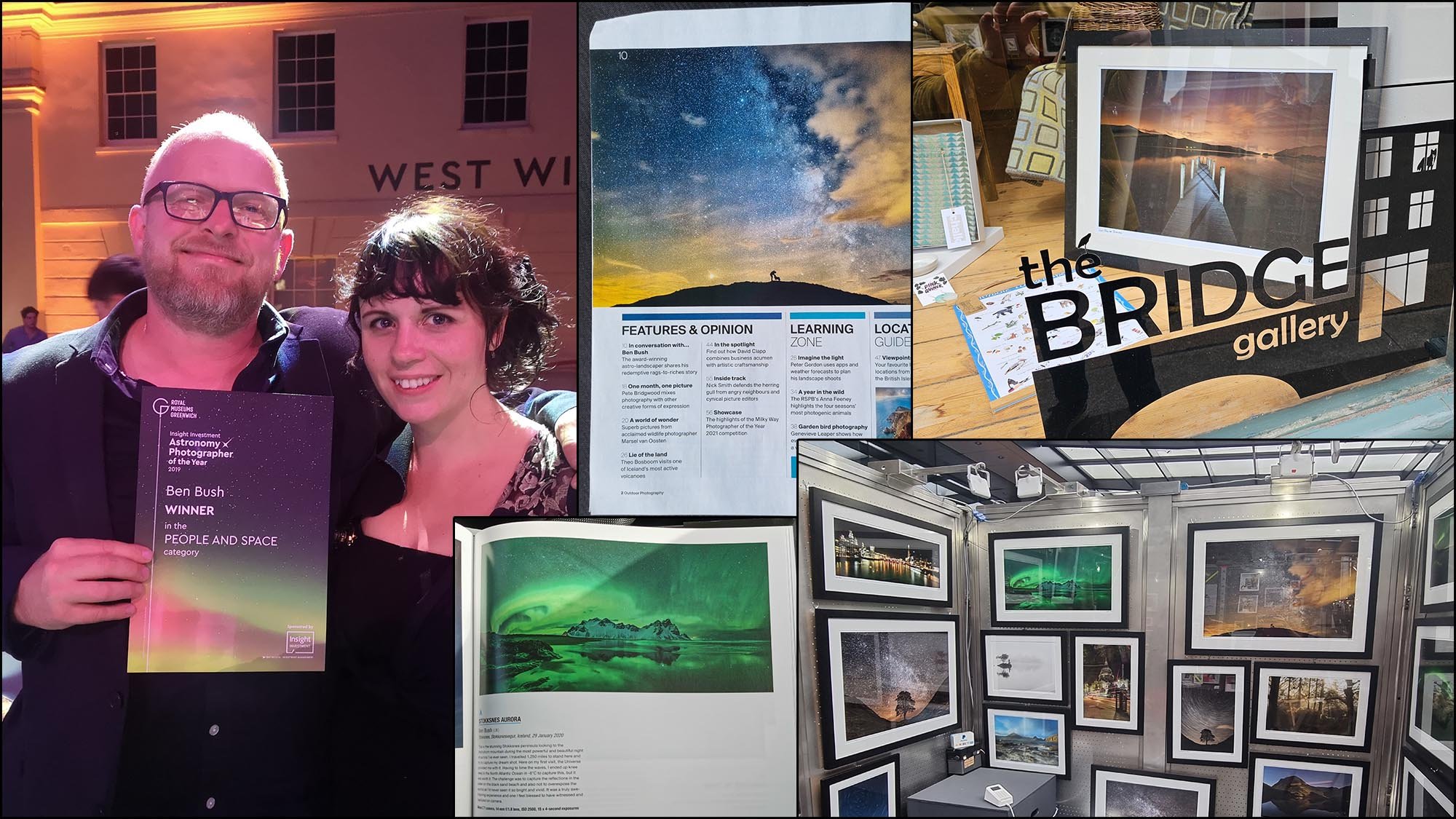 Collage of images showing Ben Bush achievements