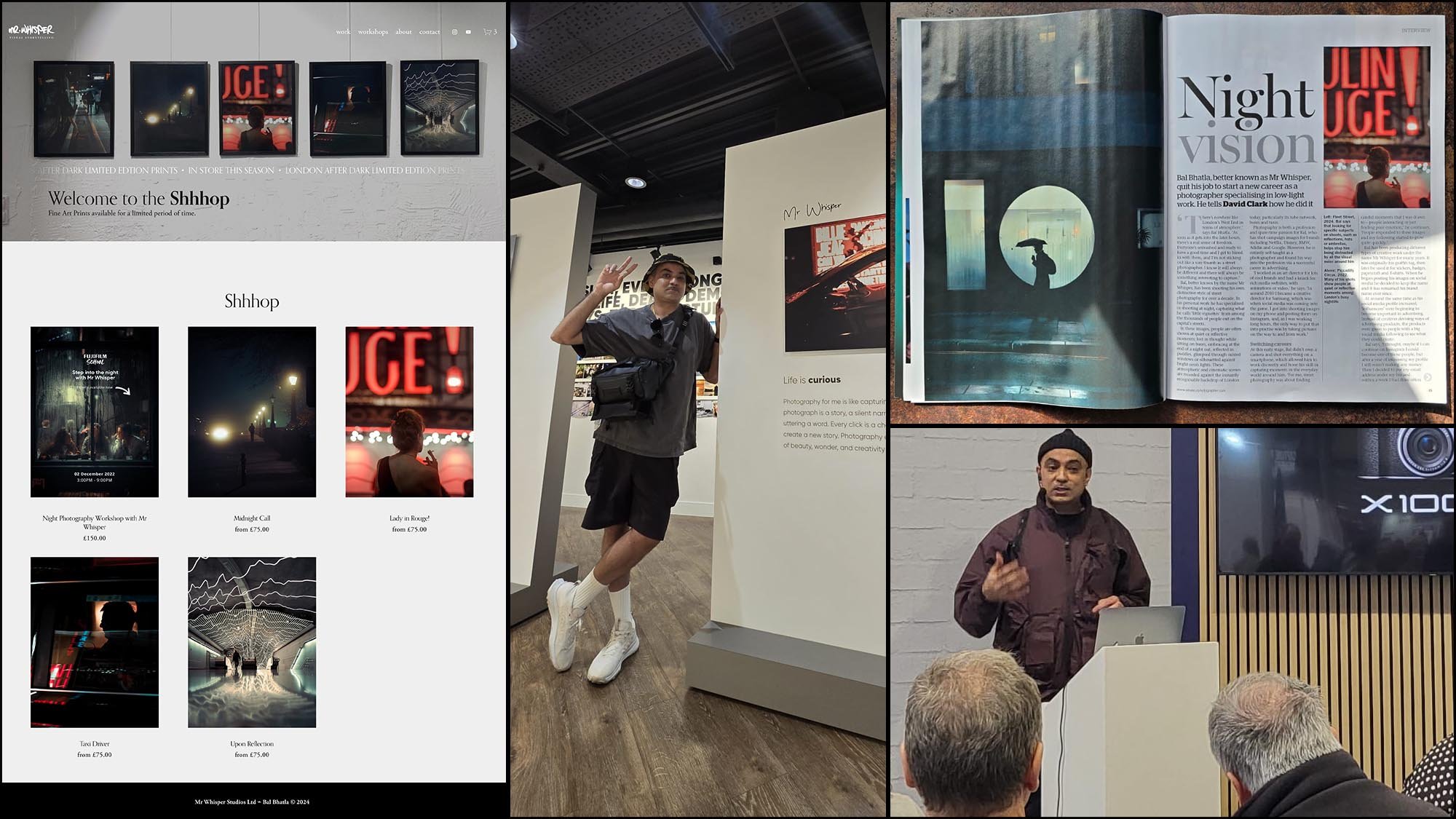 Images of Bal's social profiles and publications