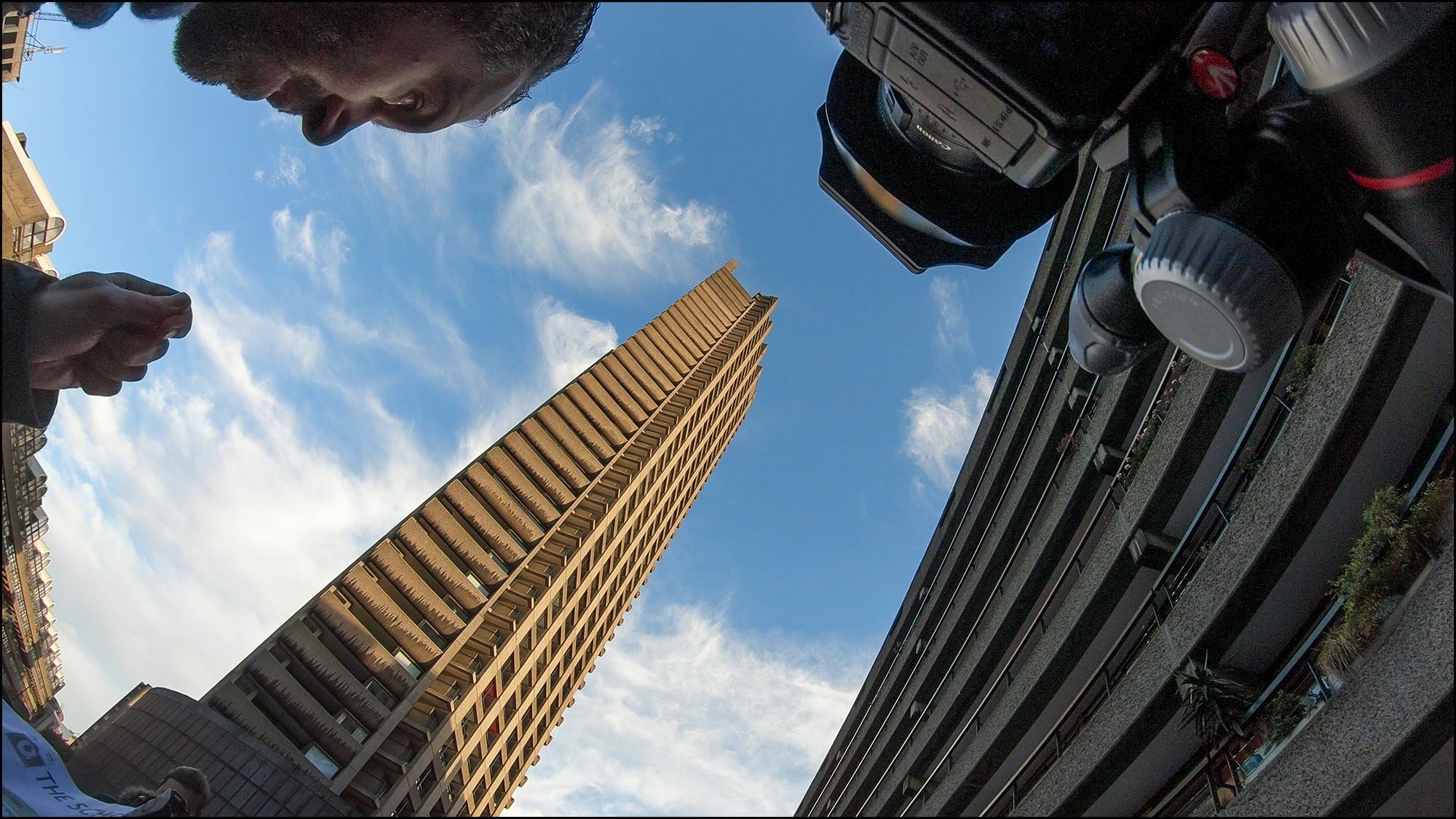 Camera looking up at building
