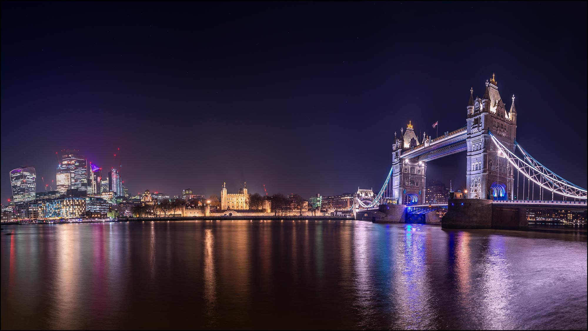 Tower Bridge, City of London at night