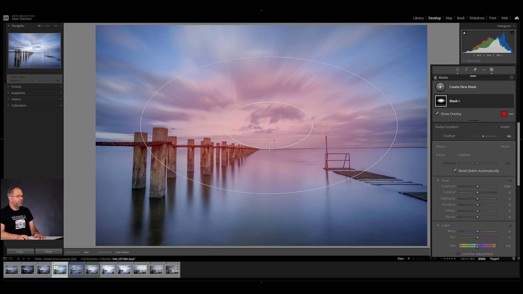 Editing a seascape image in Lightroom