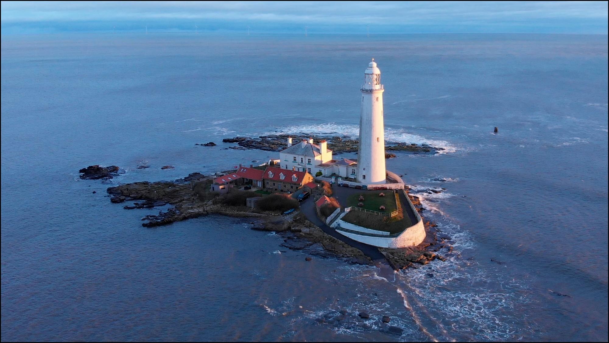 St Marys Lighthouse from drone