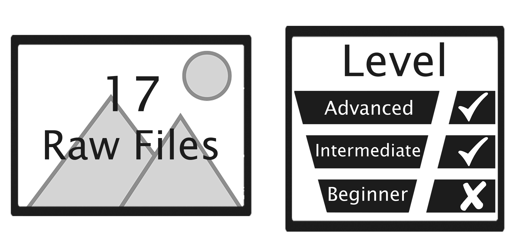 Landscape photography course graphic, raw, level