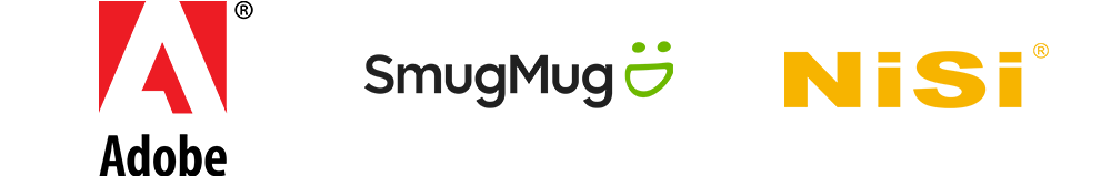 Three Graphic Symbol, Adobe, SmugMug, NiSi logos